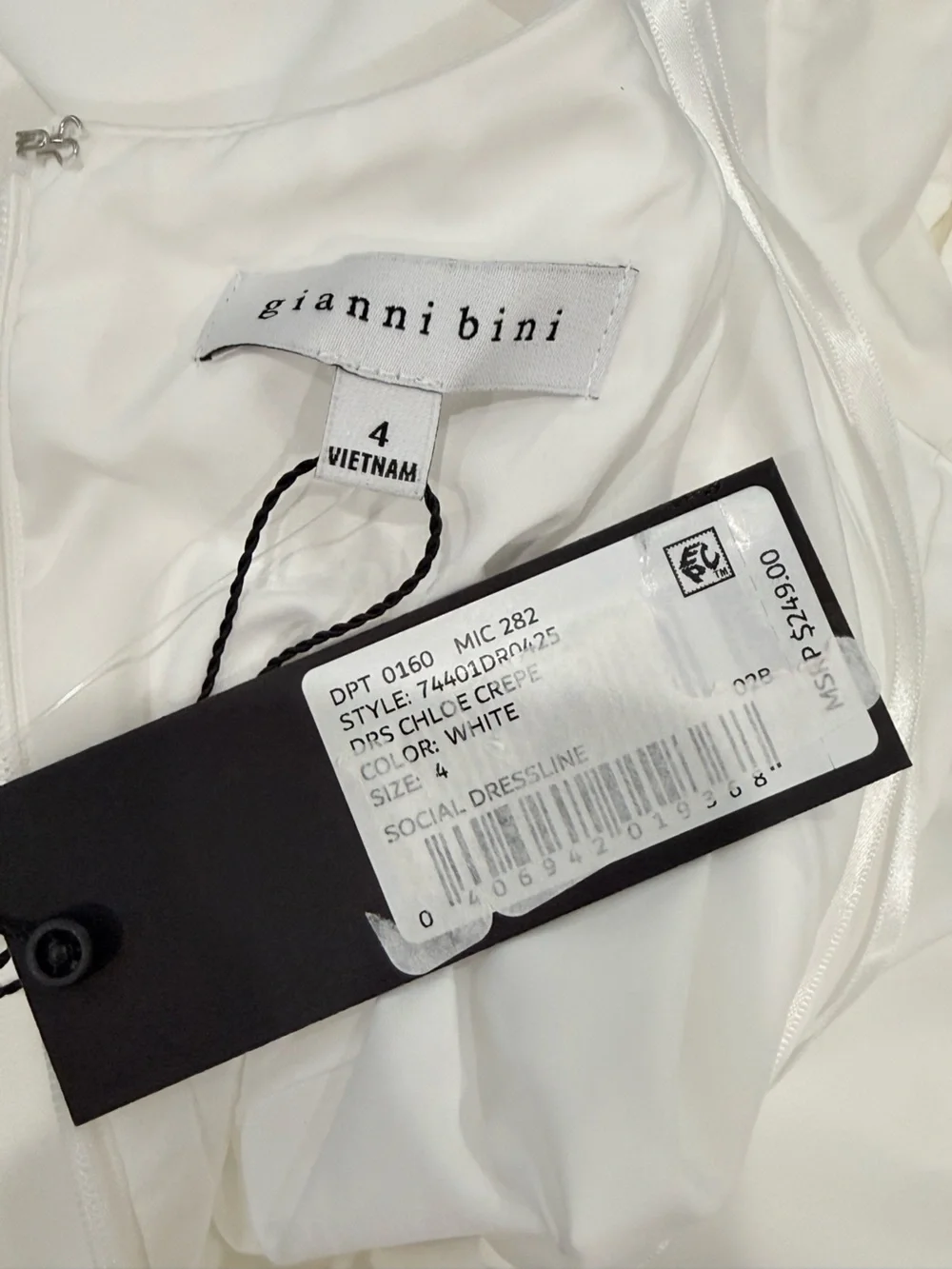 Gianni Bini Chloe A-Line Cut-Out Sequin(Pearl) Crepe White Party Dress NWT $249